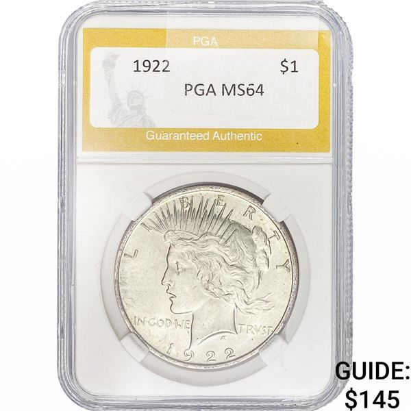1922 Silver Peace Dollar PGA MS64