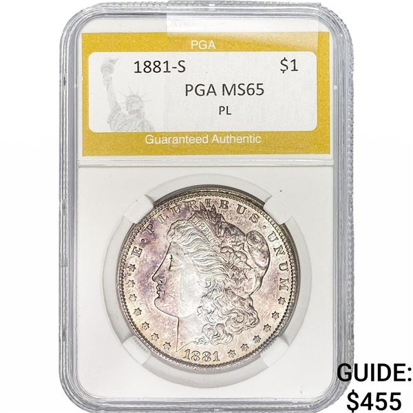 1881-S Morgan Silver Dollar PGA MS65 PL