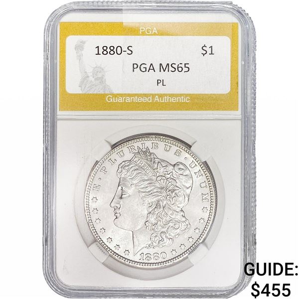 1880-S Morgan Silver Dollar PGA MS65 PL