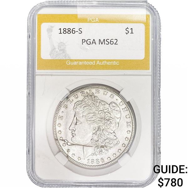 1886-S Morgan Silver Dollar PGA MS62