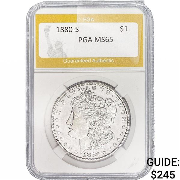 1880-S Morgan Silver Dollar PGA MS65