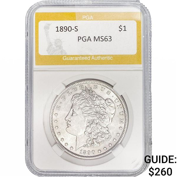 1890-S Morgan Silver Dollar PGA MS63