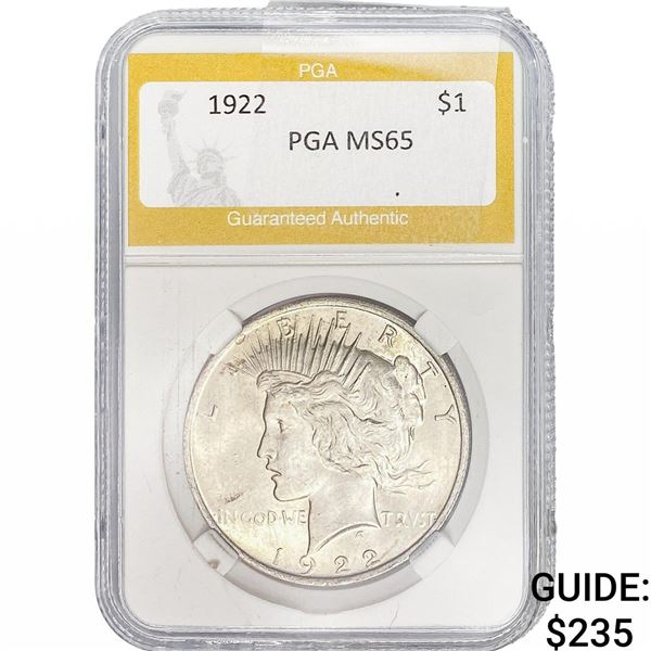 1922 Silver Peace Dollar PGA MS65