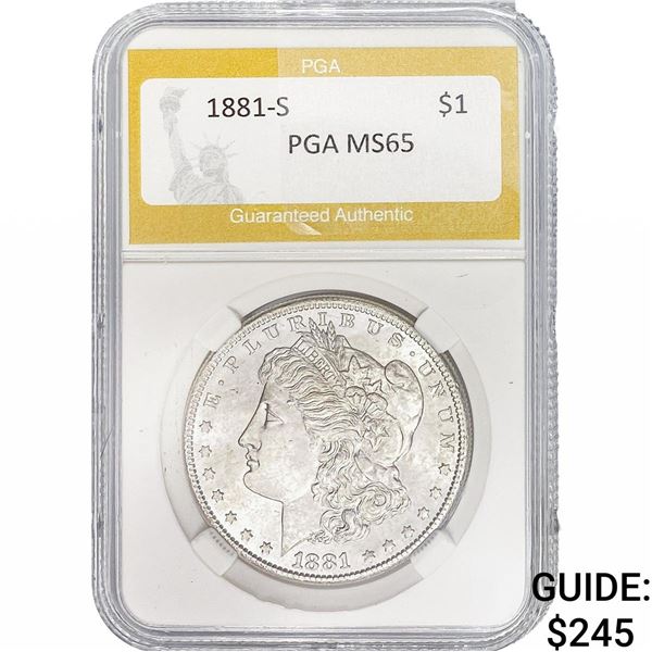 1881-S Morgan Silver Dollar PGA MS65