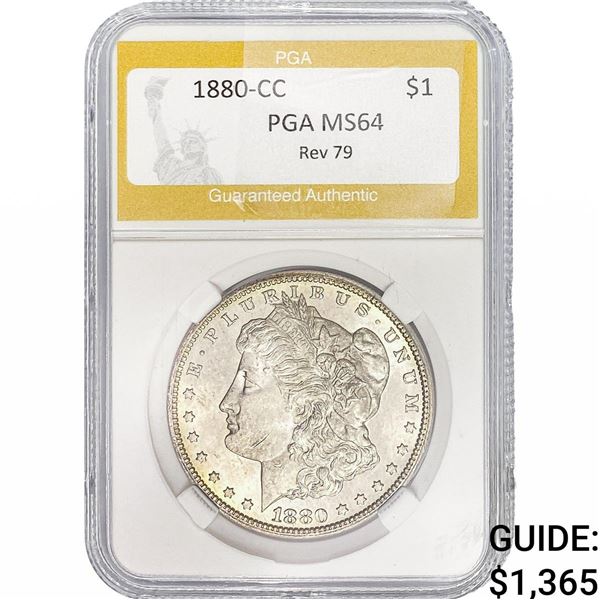 1880-CC Rev 79 Morgan Silver Dollar PGA MS64