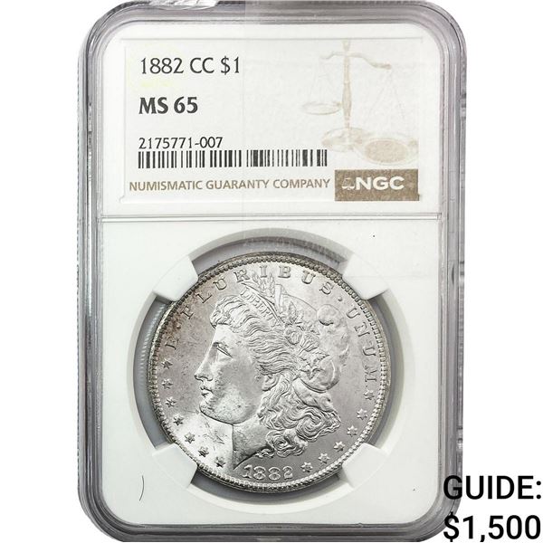 1882-CC Morgan Silver Dollar NGC MS64