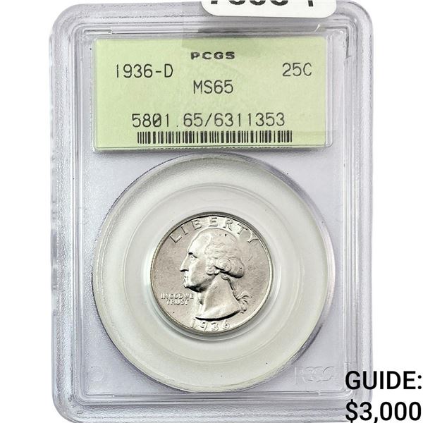 1936-D Washington Silver Quarter PCGS MS65