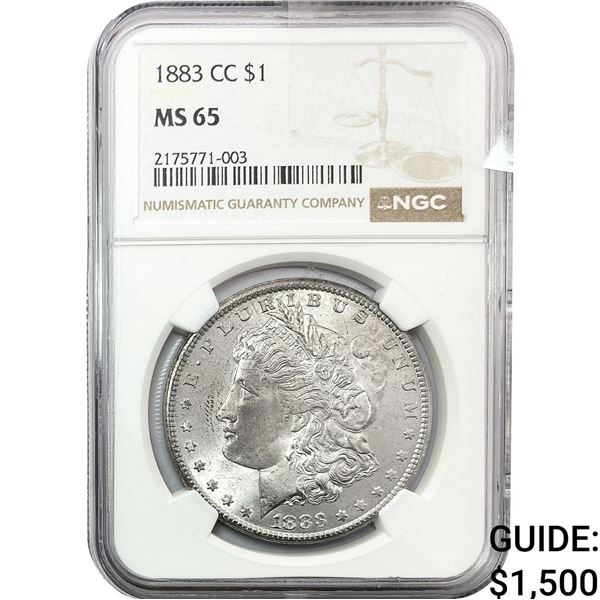 1883-CC Morgan Silver Dollar NGC MS65