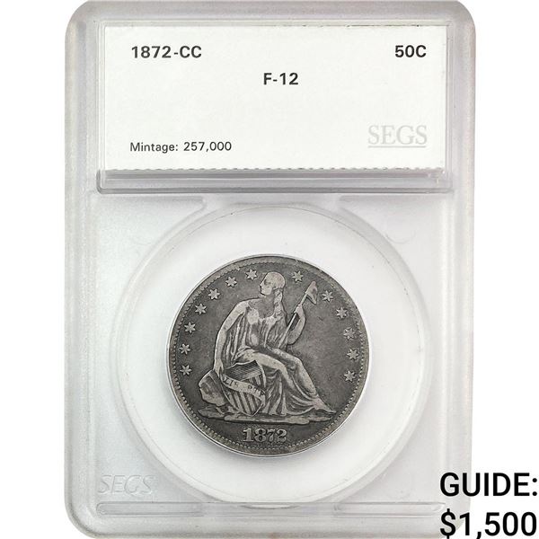 1872-CC Seated Liberty Half Dollar SEGS F12