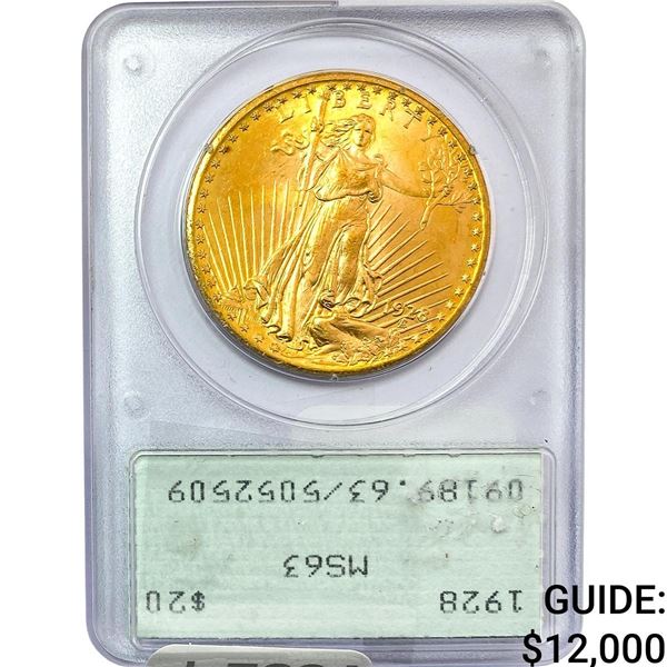 1928 $20 Gold Double Eagle PCGS MS63