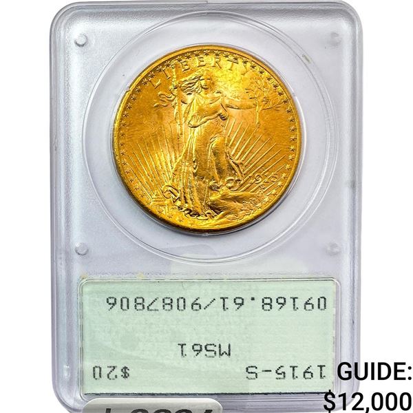 1915-S $20 Gold Double Eagle PCGS MS61