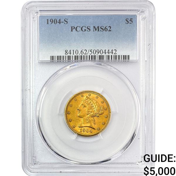 1904-S $5 Gold Half Eagle PCGS MS62