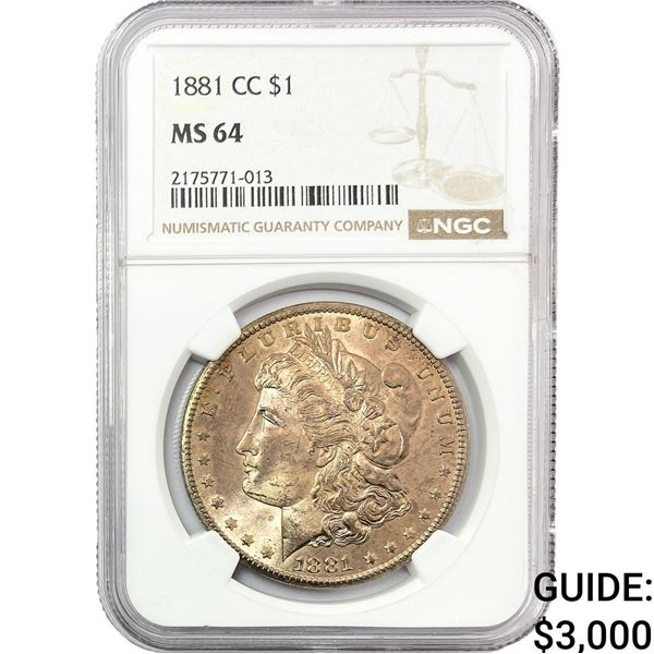1881-CC Morgan Silver Dollar NGC MS64