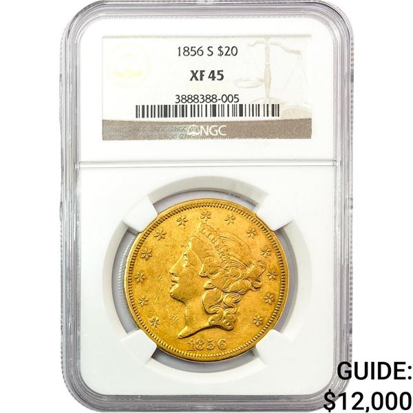 1856-S $20 Gold Double Eagle NGC XF45