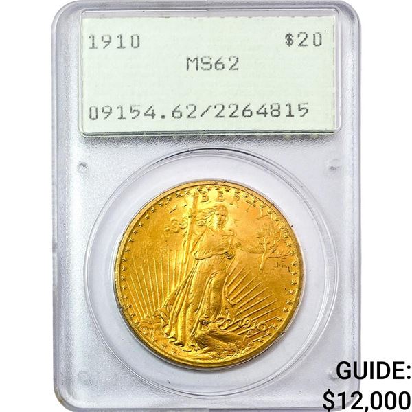 1910 $20 Gold Double Eagle PCGS MS62