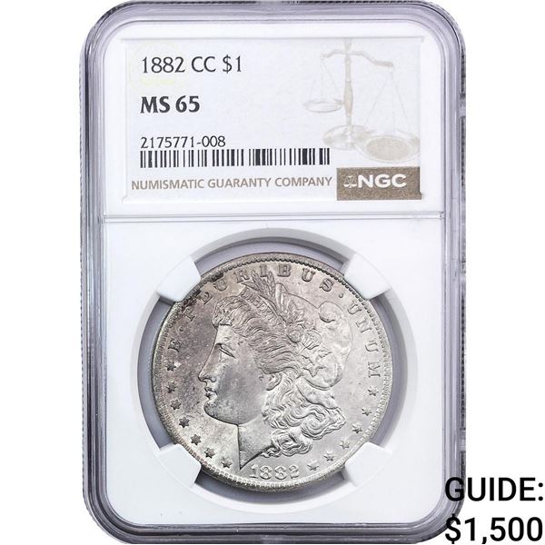 1882-CC Morgan Silver Dollar NGC MS65