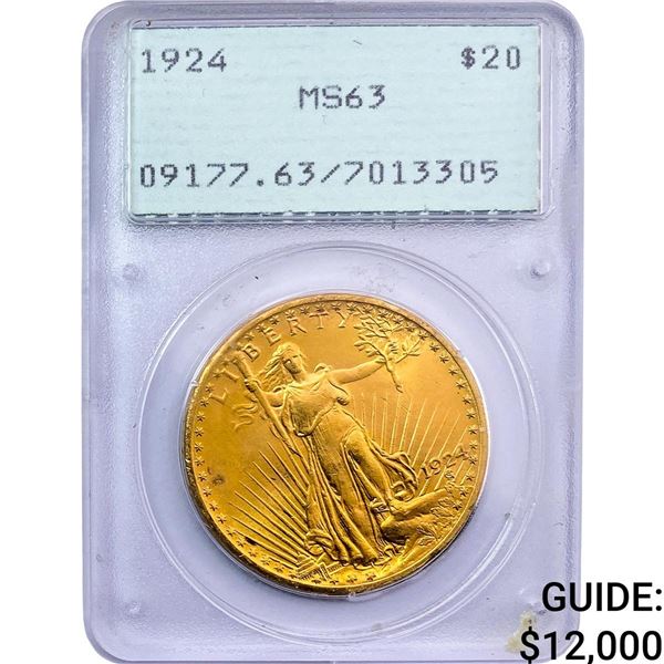 1924 $20 Gold Double Eagle PCGS MS63