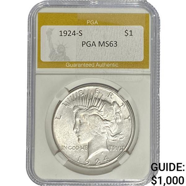 1924-S Silver Peace Dollar PGA MS63