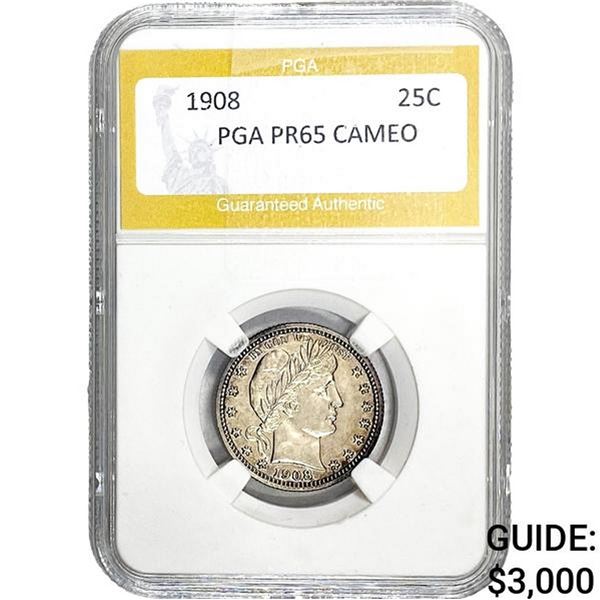1908 Barber Quarter PGA PR65 Cameo