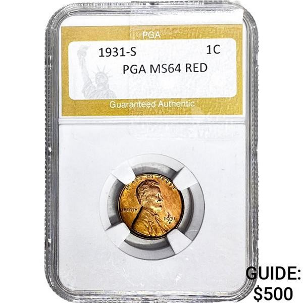1931-S Wheat Cent PGA MS64 Red