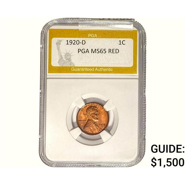 1920-D Wheat Cent PGA MS65 RED