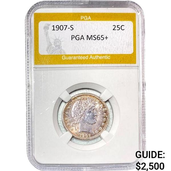 1907-S Barber Quarter PGA MS65+