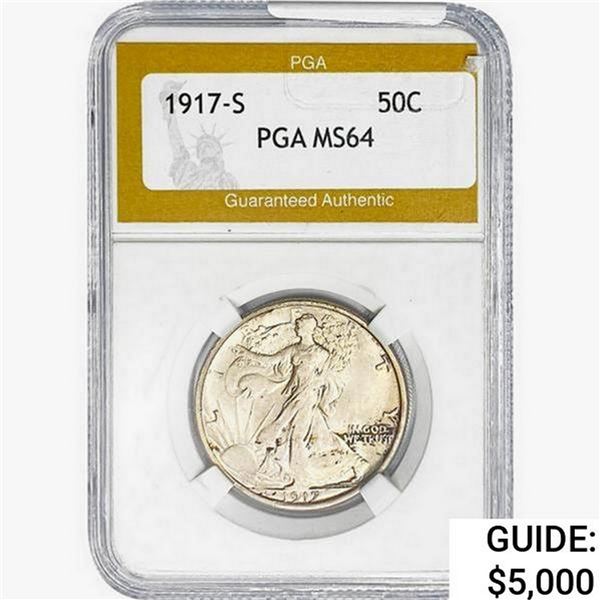 1917-S Walking Liberty Half Dollar Reverse PGA MS64
