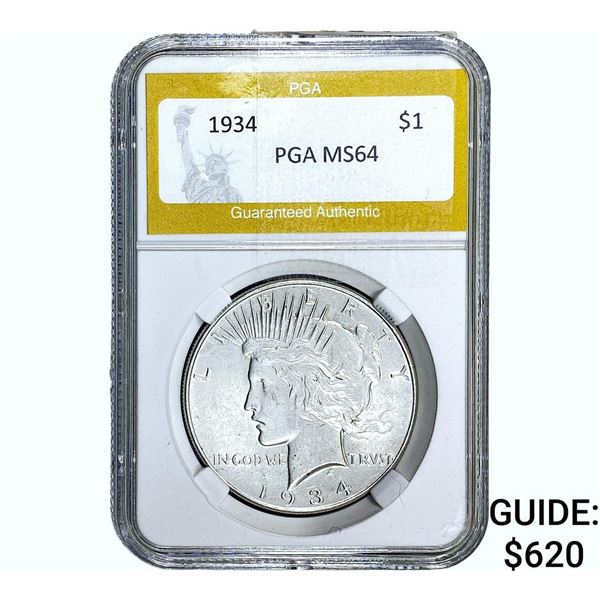 1934 Silver Peace Dollar PGA MS64