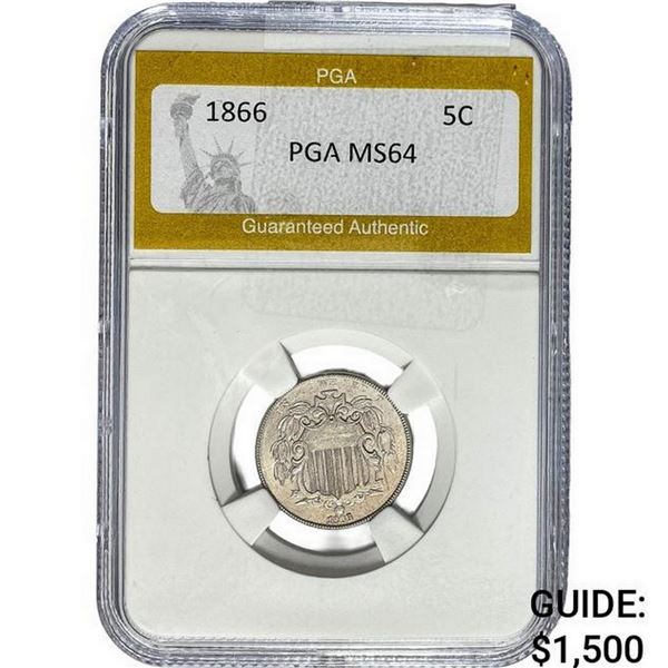 1866 Shield Nickel PGA MS64