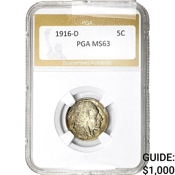 1916-D Buffalo Nickel PGA MS63