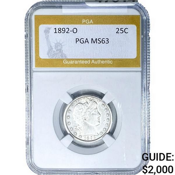 1892-O Barber Quarter PGA MS63