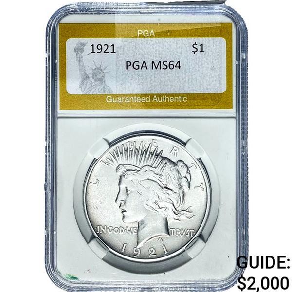 1921 Silver Peace Dollar High Relief PGA MS64
