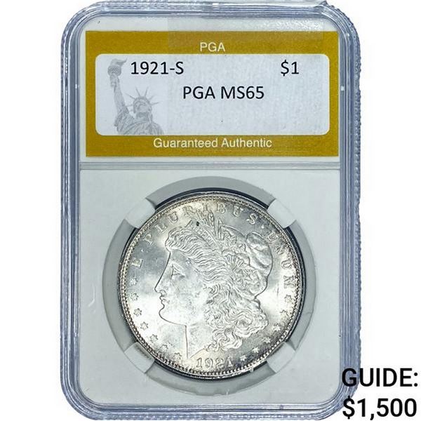 1921-S Morgan Silver Dollar PGA MS65