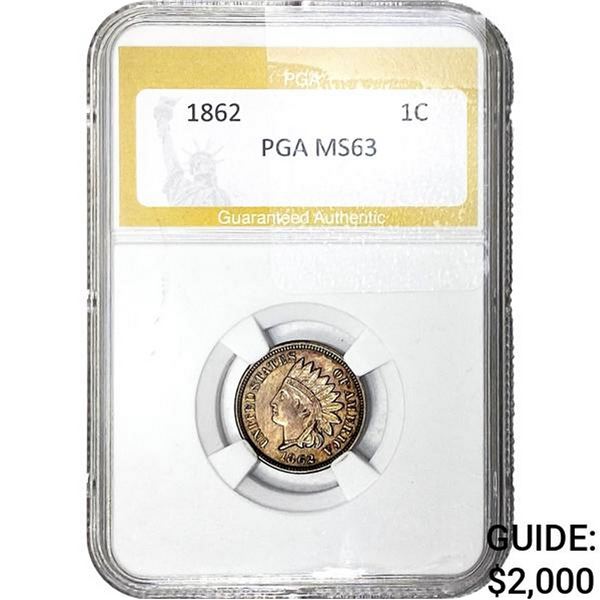 1862 Indian Head Cent PGA MS63