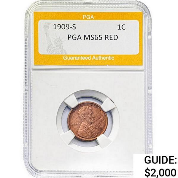 1909-S Wheat Cent PGA MS65 Red