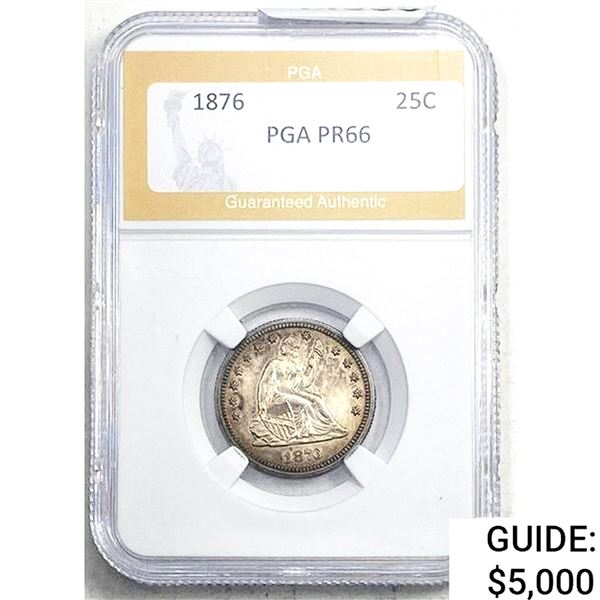 1876 Liberty Seated Quarter PGA PR66