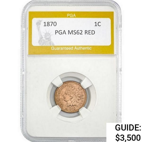 1870 Indian Head Cent PGA MS62 Red