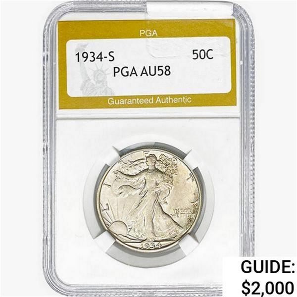 1934-S Walking Liberty Half Dollar PGA AU58