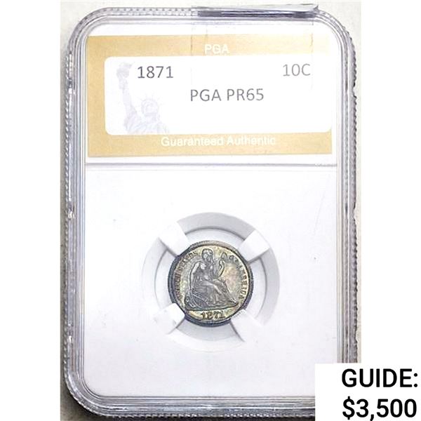 1871 Liberty Seated Dime PGA PR65