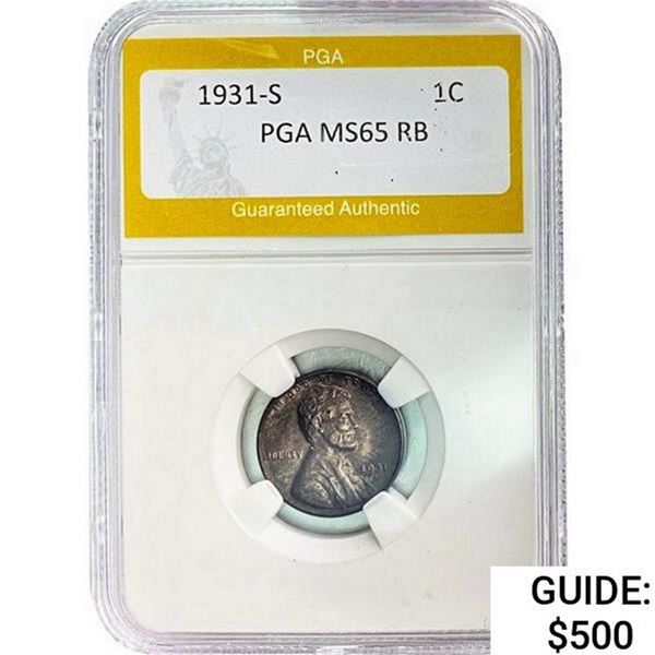 1931-S Wheat Cent PGA MS65 RB