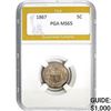 Image 1 : 1867 Shield Nickel PGA MS65