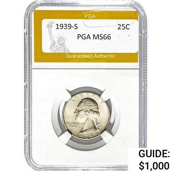1939-S Washington Silver Quarter PGA MS66  MS66