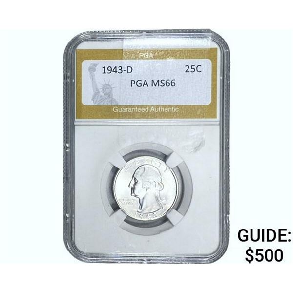 1943-D Washington Silver Quarter PGA MS66