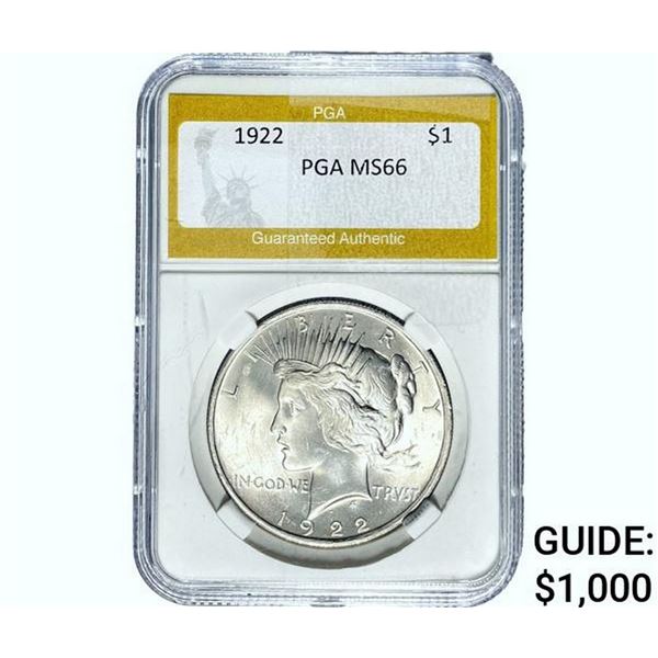 1922 Silver Peace Dollar PGA MS66