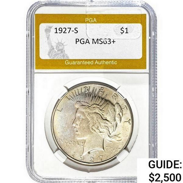 1927-S Silver Peace Dollar PGA MS63+