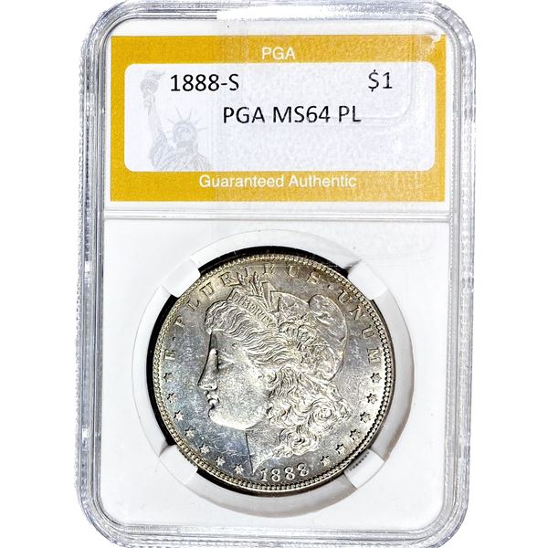 1888-S Morgan Silver Dollar PGA MS64 PL