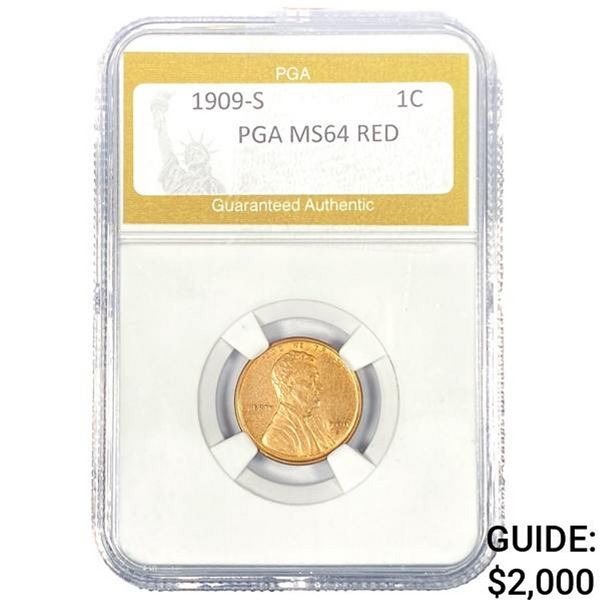 1909-S Wheat Cent PGA MS64 RED
