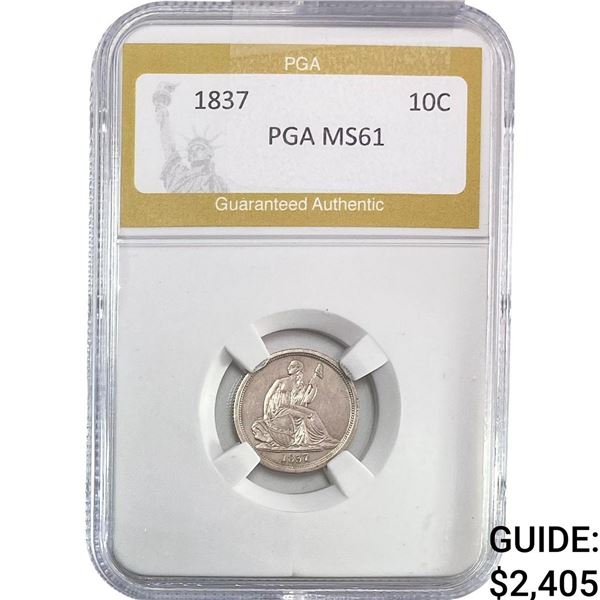 1837 Seated Liberty Dime PGA MS61