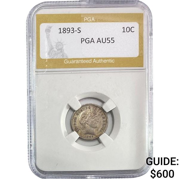 1893-S Barber Dime PGA AU55