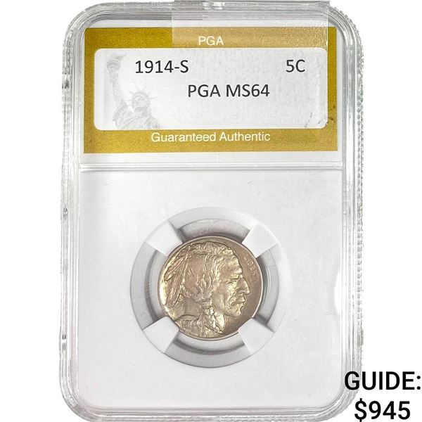 1914-S Buffalo Nickel PGA MS64